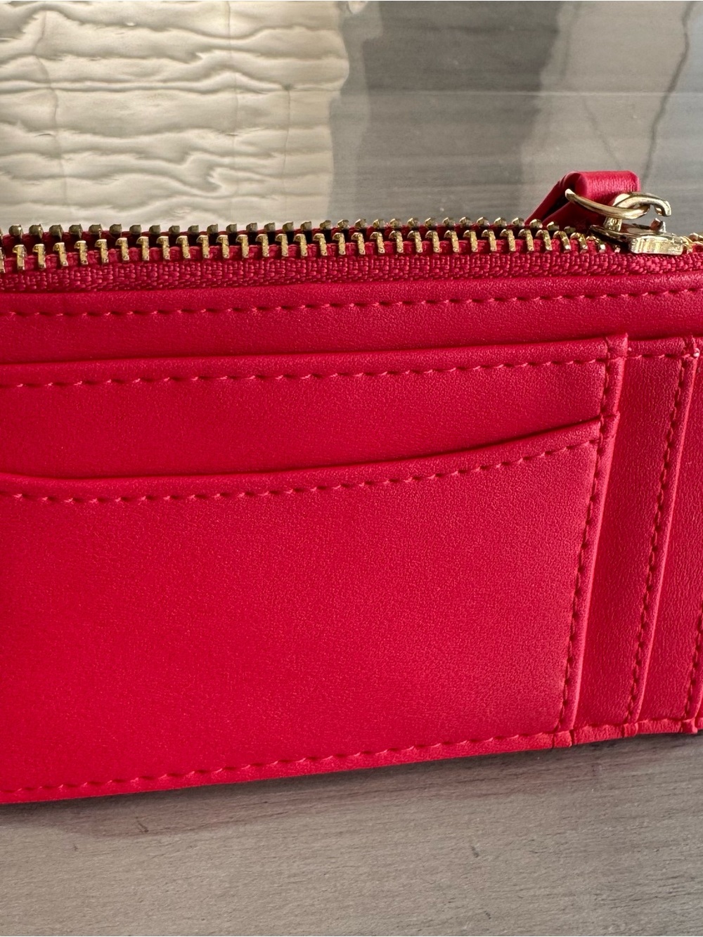 Red Zip Card Wallet - Sleek Women's Wallet